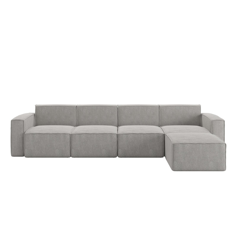 Canapé modulaire avec repose-pieds 5 pièces Bridgetown, gris