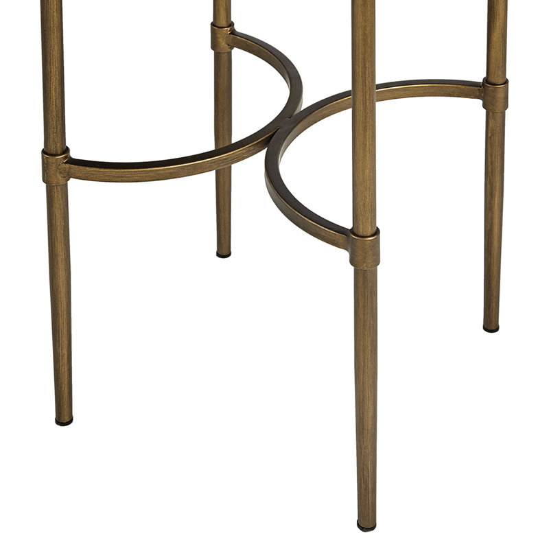Chic table d'appoint ovale avec pieds en métal et plateau en bronze antique