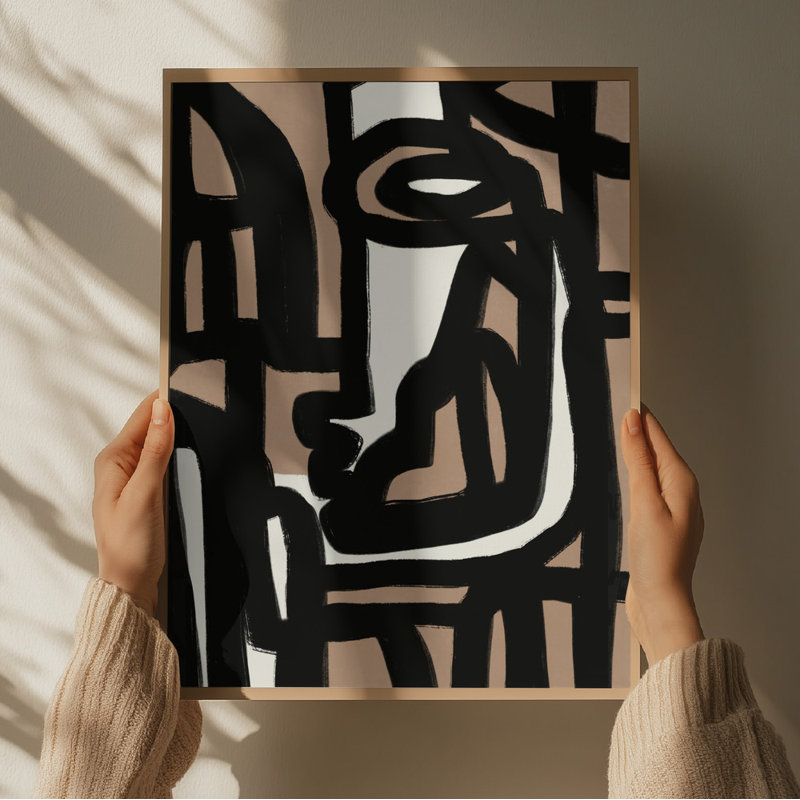 Geometric Shapes Against A Tan Background, 50.8 cm H x 76.2 cm W