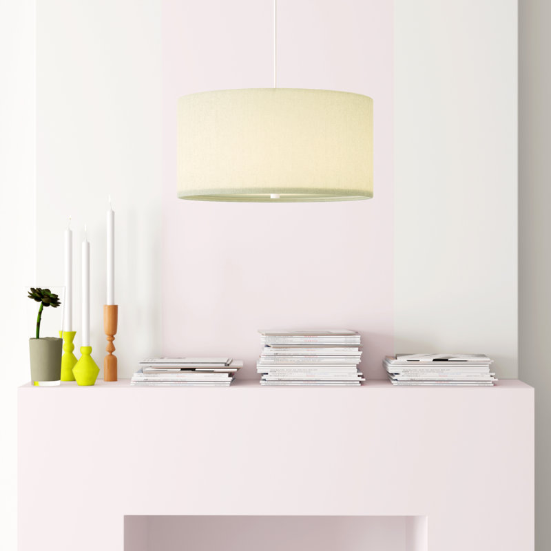 Luminaire suspendu cylindrique unique à 2 lumières, H 7 po x l 14 po x P 14 po, Avoine