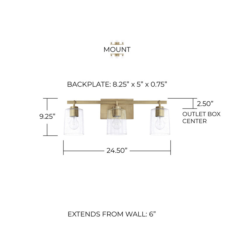 Greyson 3 - Light Dimmable Vanity Light, Aged Brass