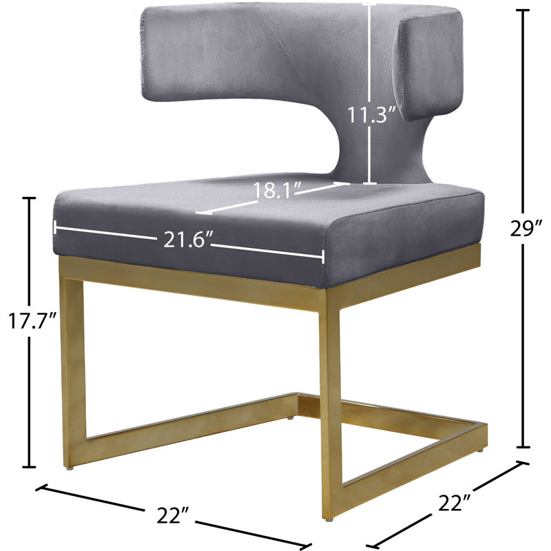 Chaise d'appoint en velours Alexandra, Velours gris, Doré