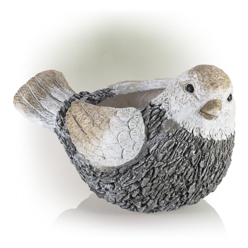 Pot de fleurs statue magnesia oiseau Rieger, Gris / Blanc