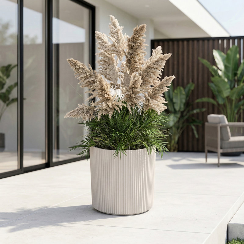 Pot à fleurs rond 14 po Byron, H 14 po x l 14 po x P 14 po, Crème