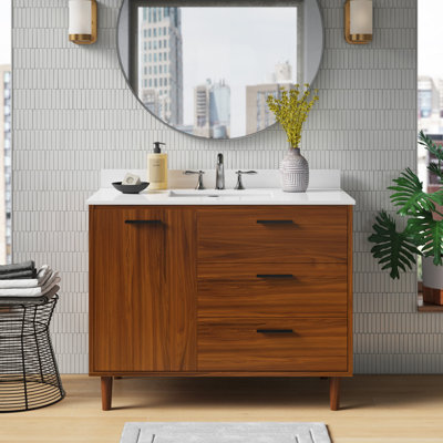Baldwin 42'' Single Bathroom Vanity with Engineered Marble Top
