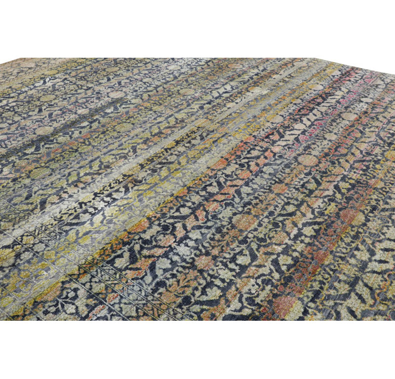 Rug & Kilim’S Oversized Samarkand Style Rug In Navy Blue With Floral Patterns