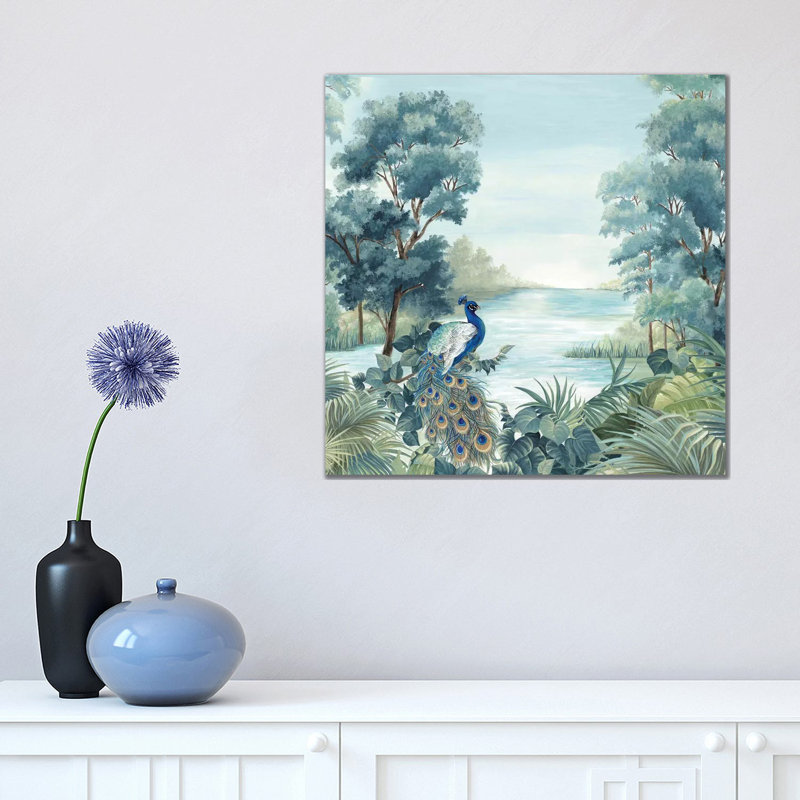 Peafowl 1 Piece Painting on Canvas, 45.72cm H x 45.72cm W x 3.81cm D, Wrapped Canvas