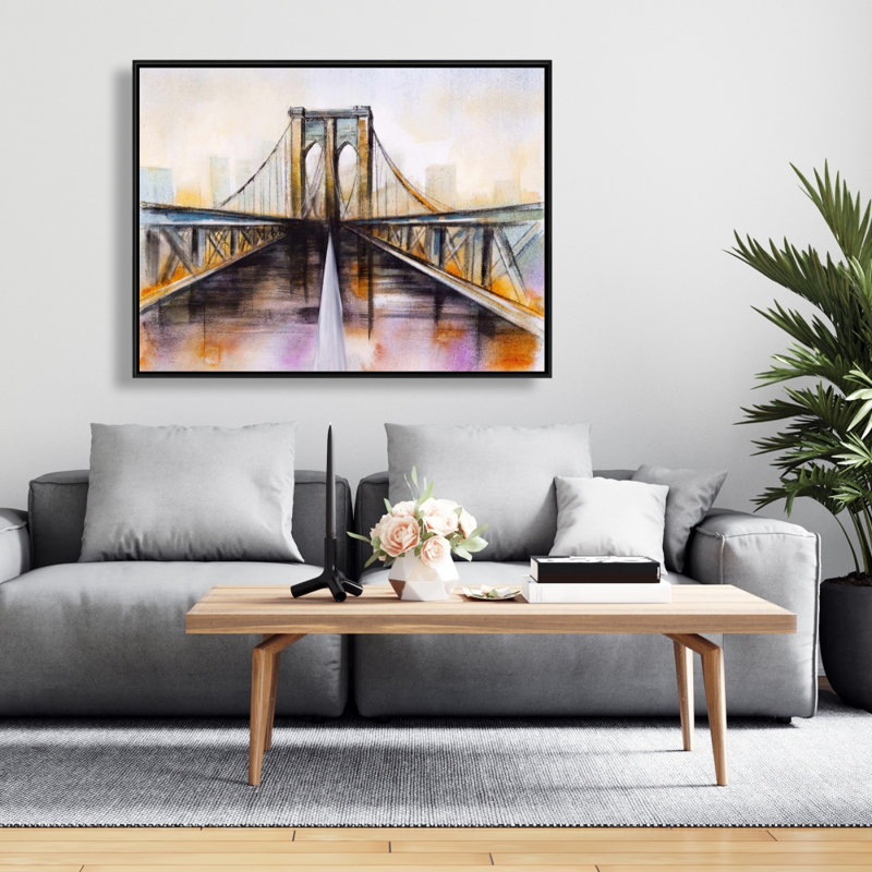 Colorful Brooklyn Bridge Print On Canvas, H 36 po x l 48 po