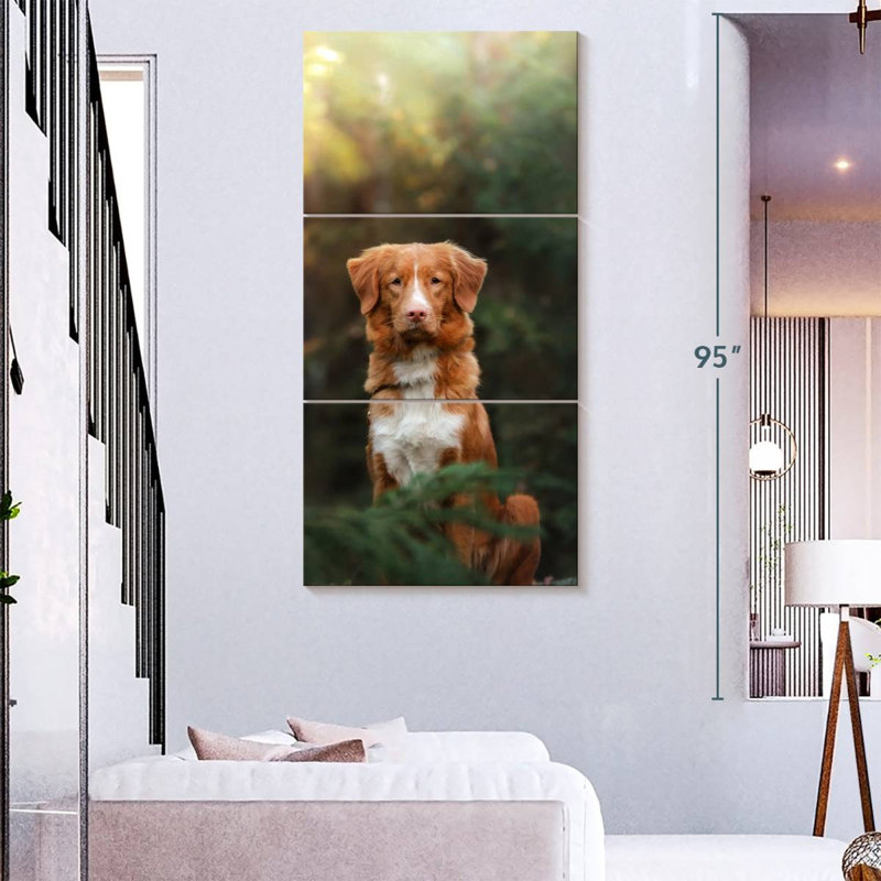 Chien retriever dans la forêt, H 80 po x l 39 po