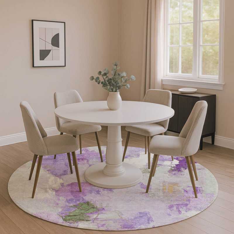 Premium Machine Washable Emest AMF1914 Abstract Rug, Round 8'
