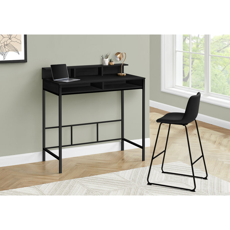 Bureau d'ordinateur, bureau personnel, debout, tablettes de rangement, Noir