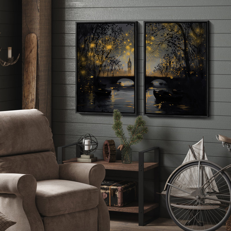 Art mural encadré rétro antique classique pour chambre à coucher, Noir, H 24 po x l 16 po