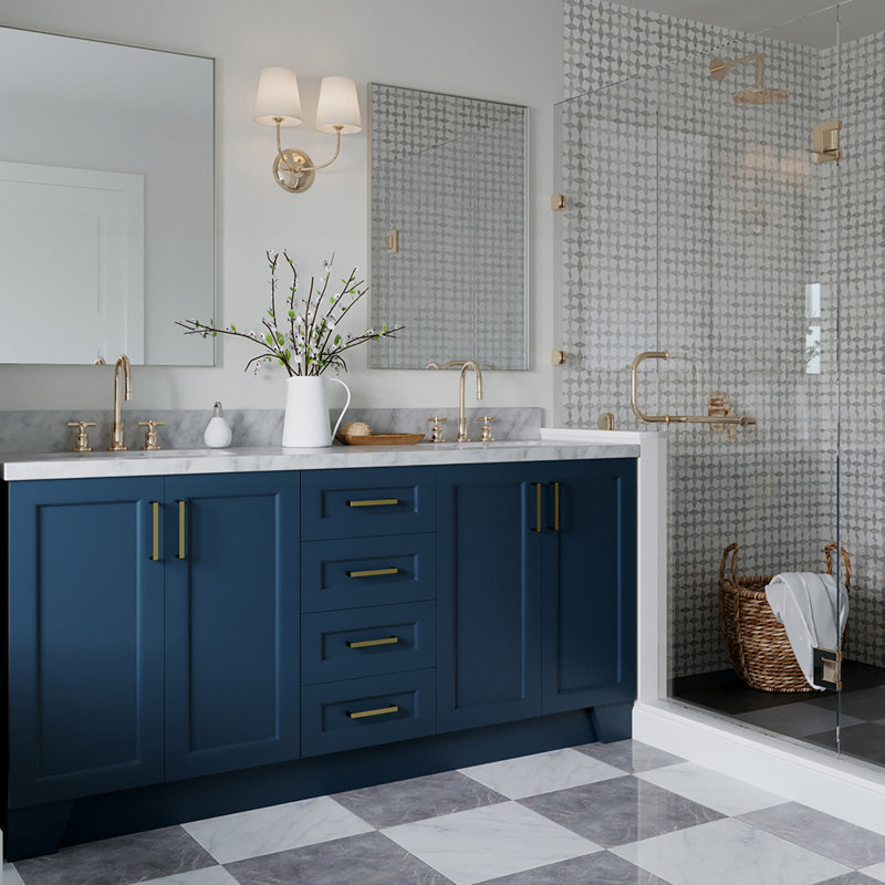 73 IN.  Single Bathroom Vanity, Oval, Midnight Blue, Carrara Marble
