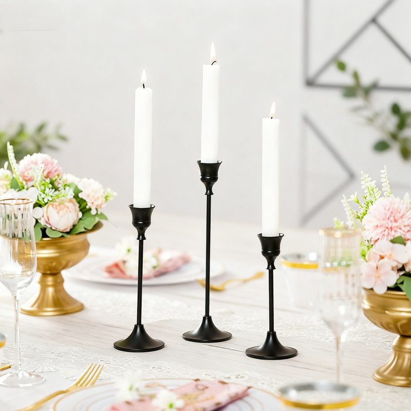 Elegant Candlestick Holders Set For Taper Candles, Decorative Centerpiece For Dining Table, Wedding, Christmas, And Housewarming