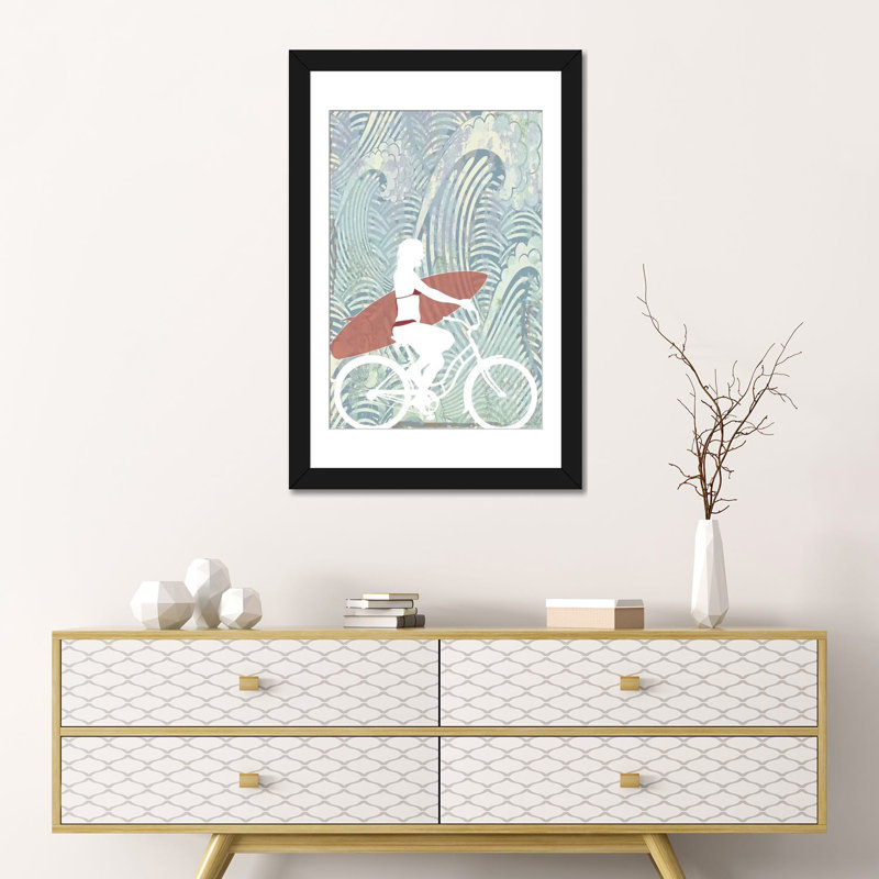 «Surf», reproduction sur toile, H 32 po x l 24 po x P 1 po, Papier d'art encadré noir, Blanc
