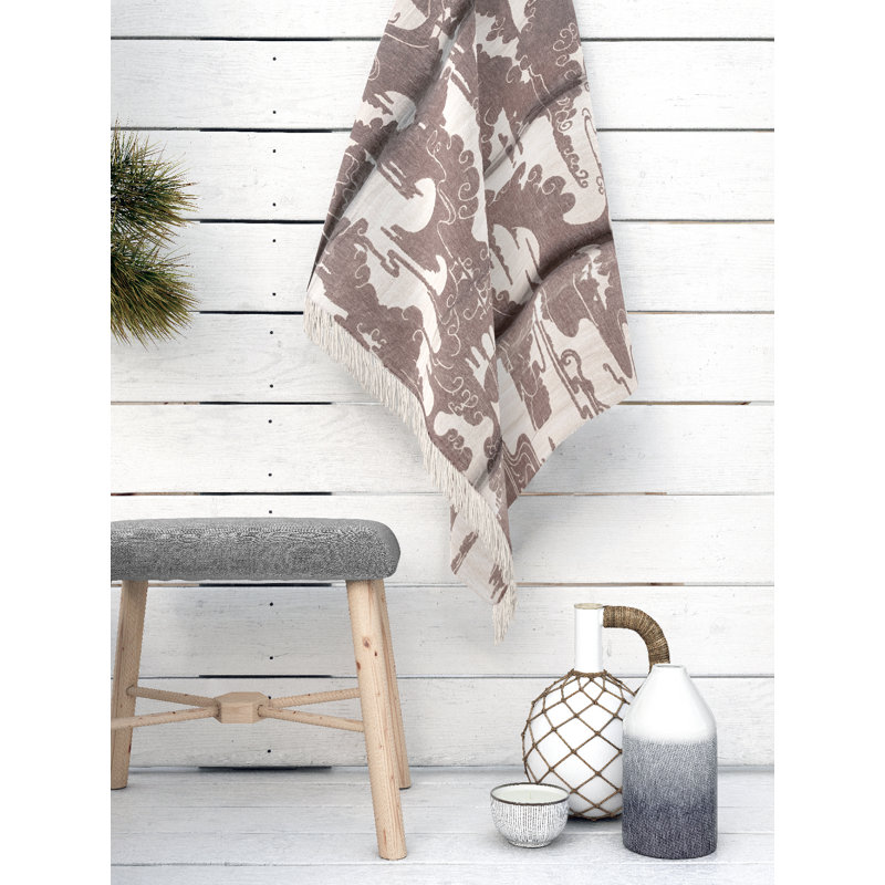 Clouds Hand Woven Throw Blanket, Rosebud