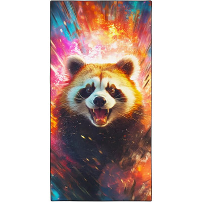 Serviette de plage rouge surdimensionnée 60 po x 80 po, imprimé animal Cosmic Burst, serviettes légères en microfibre à séchage rapide sans sable pour le yoga de plage