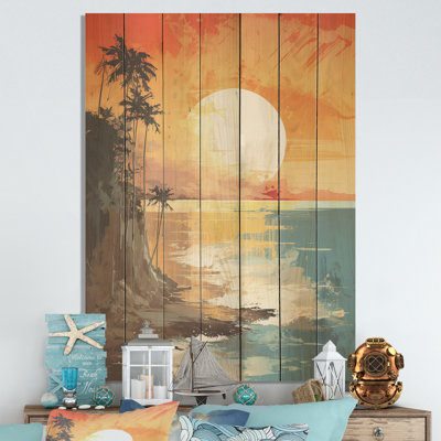 Sunset Strip Of Coastal Paradise I - Coastal Minimalism On Wood Print
