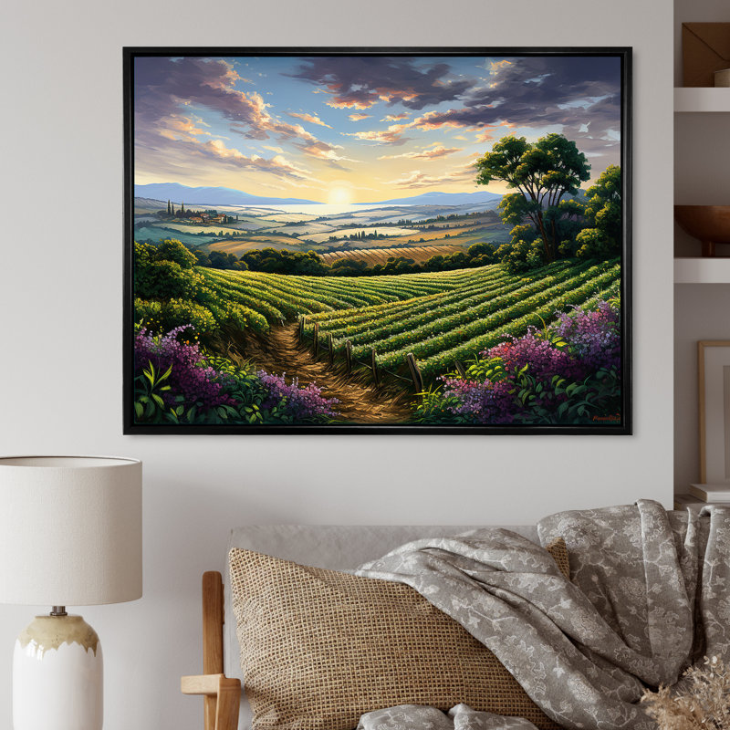 «Vineyard Charm», impression sur toile, Cadre flottant noir, H 12 po x l 20 po