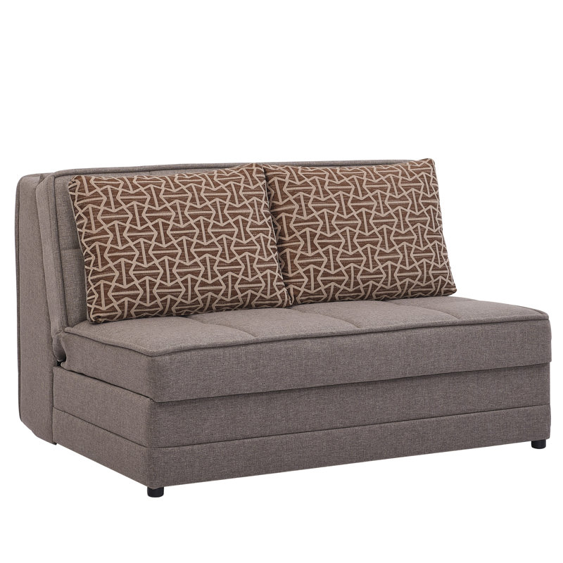  Caily 55 in. Fabric Upholstered 2-Seater 3-in-1 Sleeper Loveseat Sofa Bed with Storage, Firm Seat Cushion, Beige Chenille