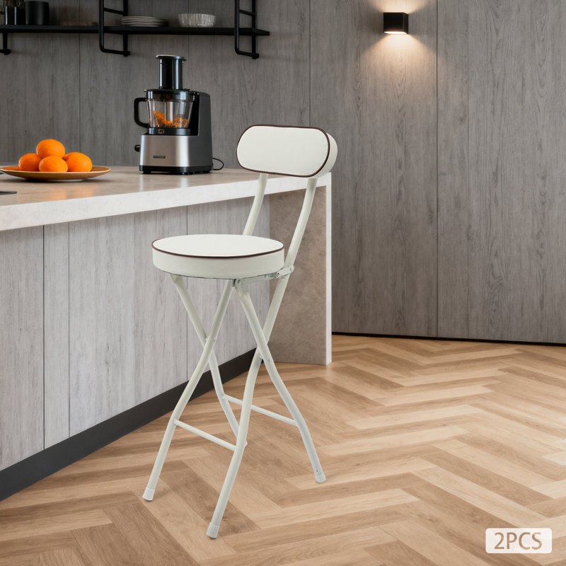 2PCS Folding Stool  High Chairs, White