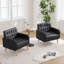 Chaise d'appoint capitonnée en similicuir avec pieds et poches en bois (ensemble de 2)-933571483