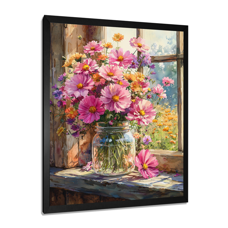 Graham - salon d'art mural floral, Noir, noir, noir, noir, H 20 po x l 12 po, Reproduction encadrée d'une seule photo