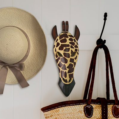 Tribal-Style Giraffe Mask Wall Sculpture