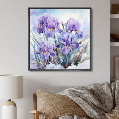 Mauve iris en hiver sur toile