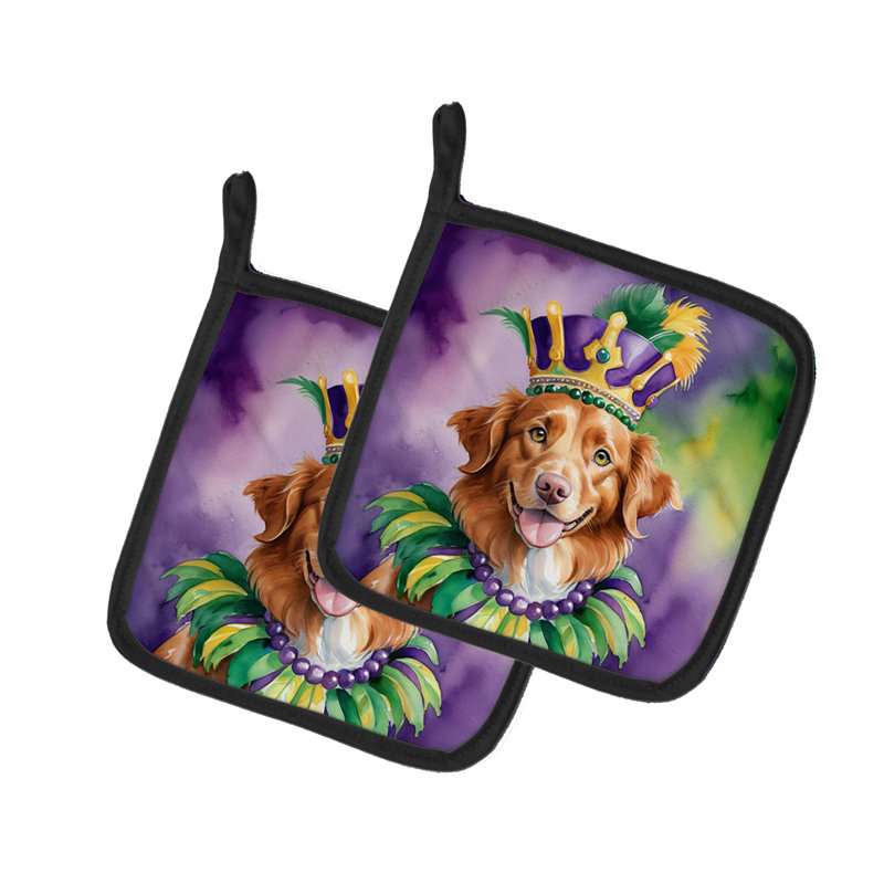 Nova Scotia Duck Tolling Retriever King of Mardi Gras Pair of Pot Holders