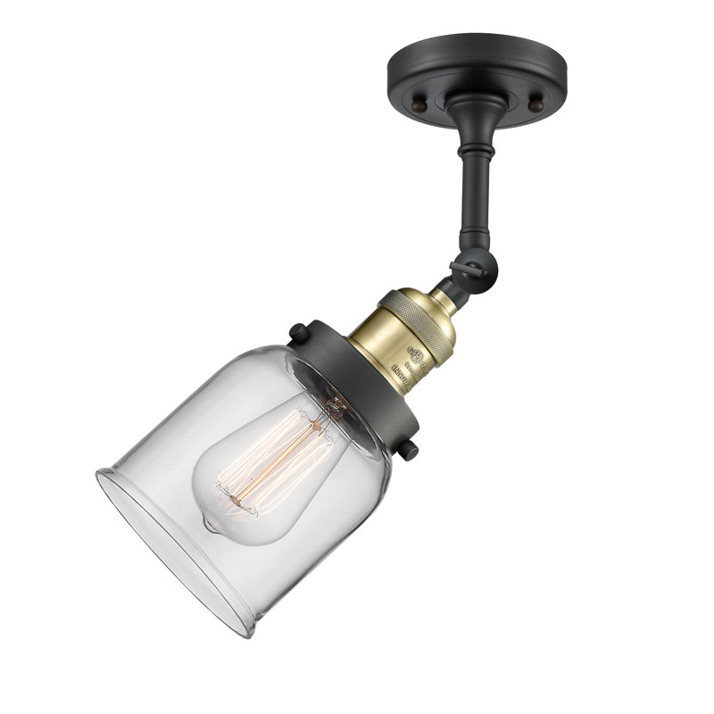 Applique murale 1 lumière 8 po Bell, Ampoule à DEL rétro de 6 watts, Clair, Laiton antique noir