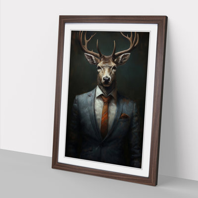 Stag in a Suit Painting No.3 - Framed Print