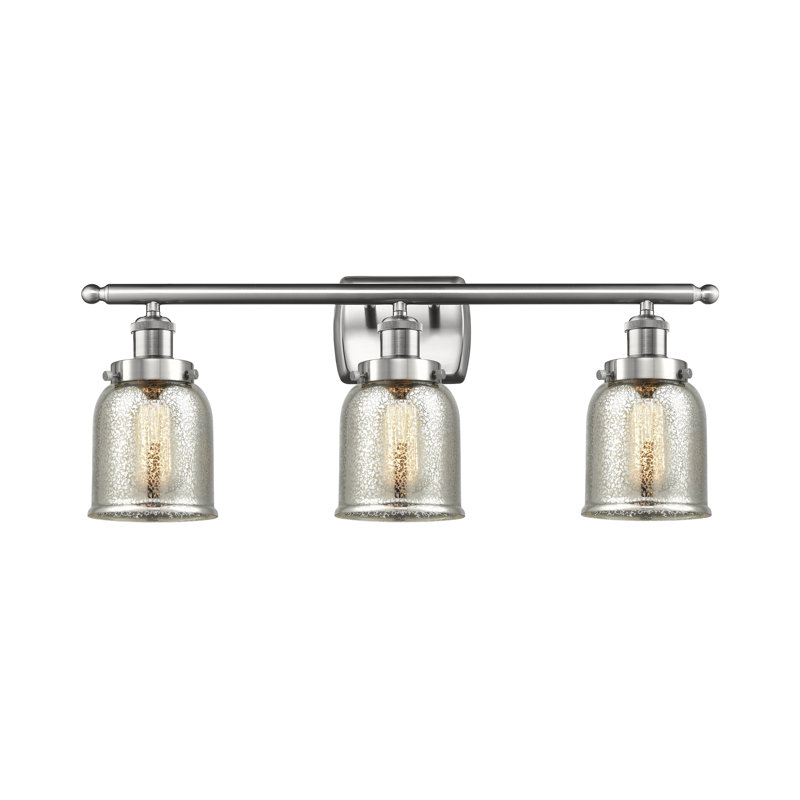 Éclairage pour meuble-lavabo 3 lumières 26 po Ballston Urban Bell, Argent mercuré plaqué, Incandescent, Nickel satiné brossé