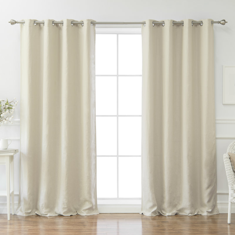 Ponticus Linen Blackout Curtain Single Panel, Natural