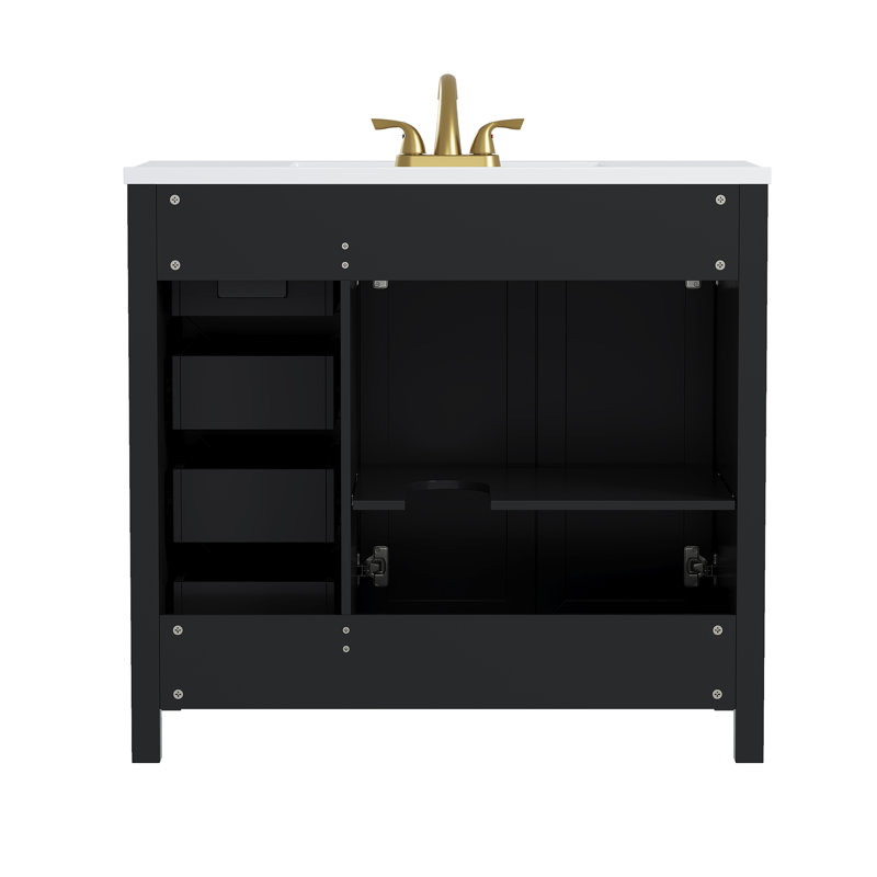 Meuble-lavabo noir 36 po avec plateau Duretee