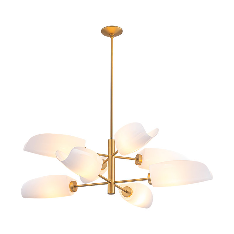 8-Light Glossy Leaf Glass Tiered Chandelier