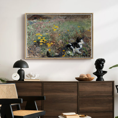 Chat sur une prairie fleurie, 1887 - Bruno Liljefors - Toile tendue avec châssis