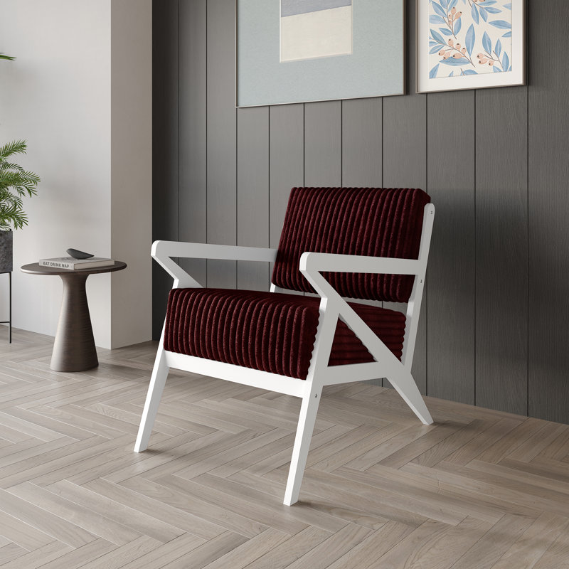 Fauteuil d'appoint en velours, Rouge, Blanc