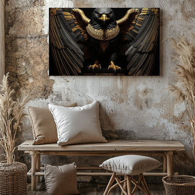 Horus Falcon Sculpture Canvasregal Egyptian Guardian Bird Wall Art Canvas