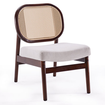 Rattan Backrest Upholstered Armchair