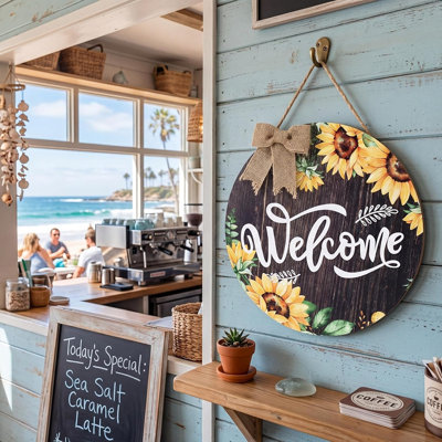 Panneau de bienvenue en tournesol pour porte d'entrée