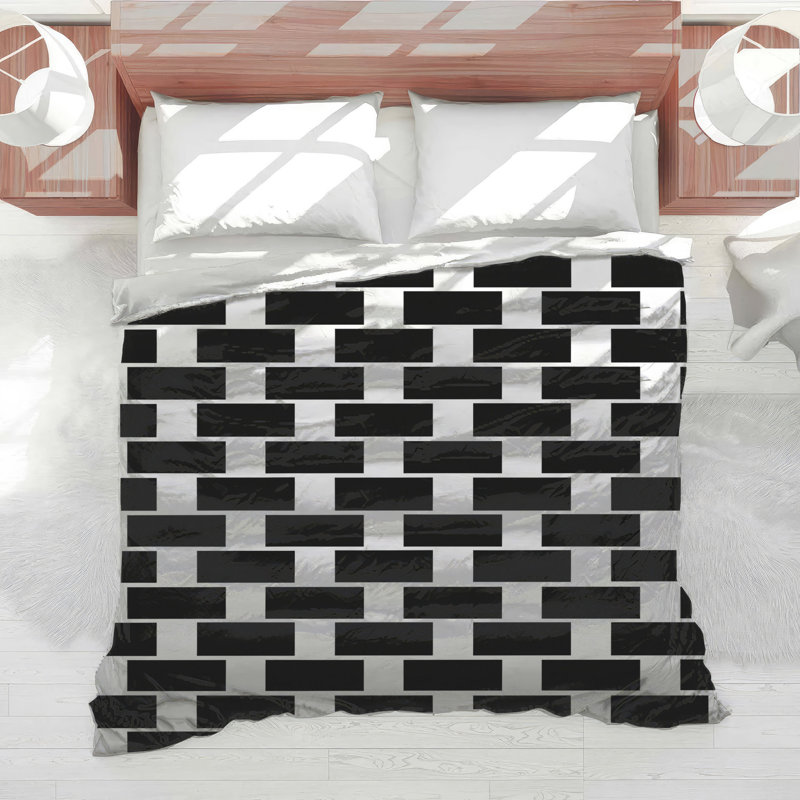 Édredon noir à damier blanc, King