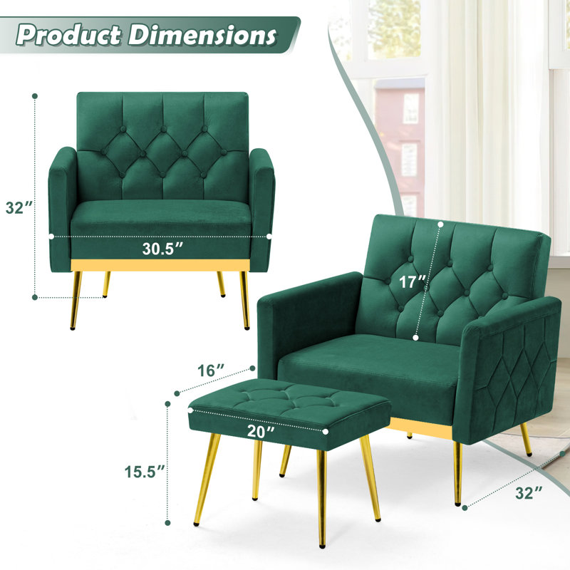 2 - Piece Velvet Living Room Set, Green