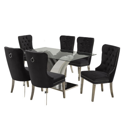 Lauralyn Glass Top Pedestal Dining Set