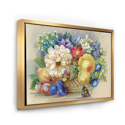 " Vintage Still Life Of Yellow And White Flowers " Painting Print