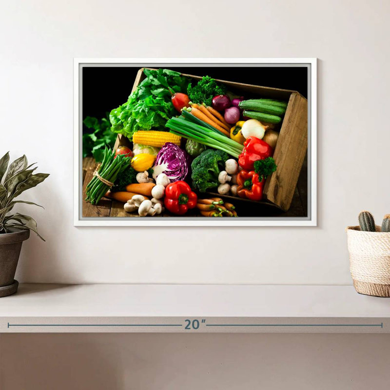 Crate Of Vegetables, Floating Frame White, 13" X 9"