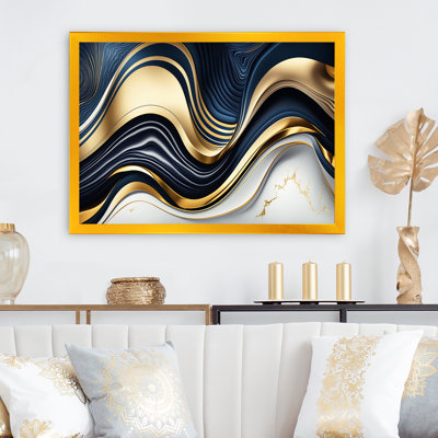 «Abstract Geode Waves Blue and Gold IV», reproduction sur toile