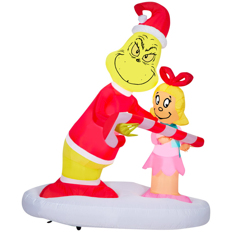Airblown-Grinch distribuant des cannes de bonbon à Cindy Lou-LG Scène-Dr. Seuss