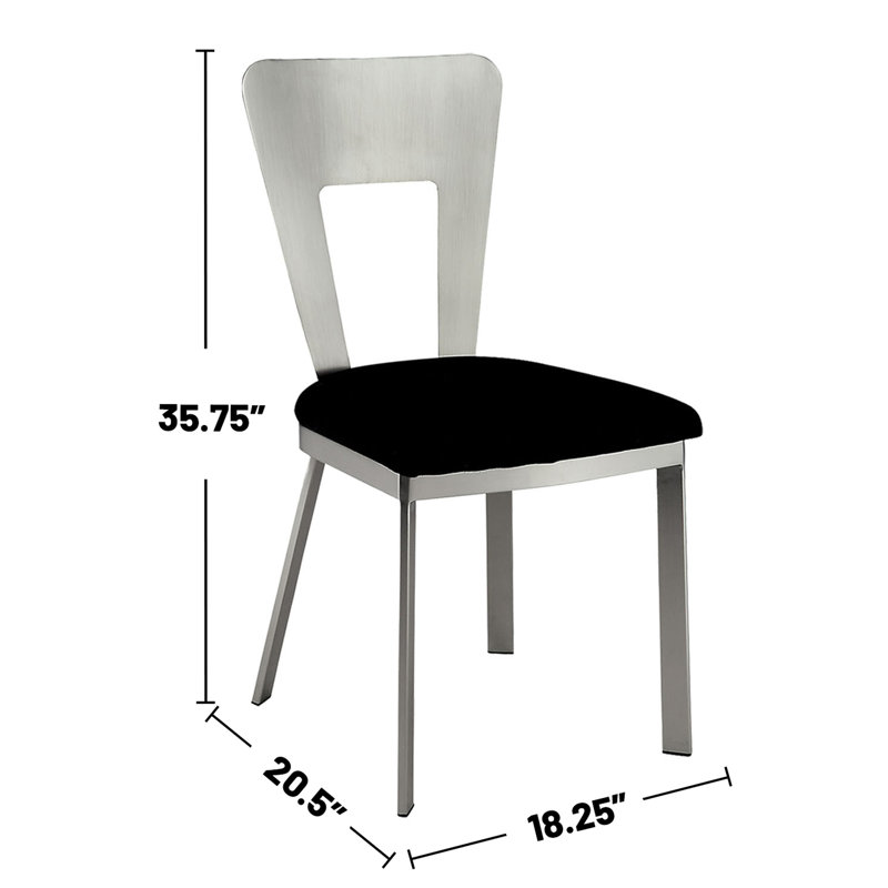 2 chaises en microfibre de métal, noir et argent, siège rembourré, dossier en trou de serrure, côté fascinant de la salle à manger 2, noir argenté, Gaudy