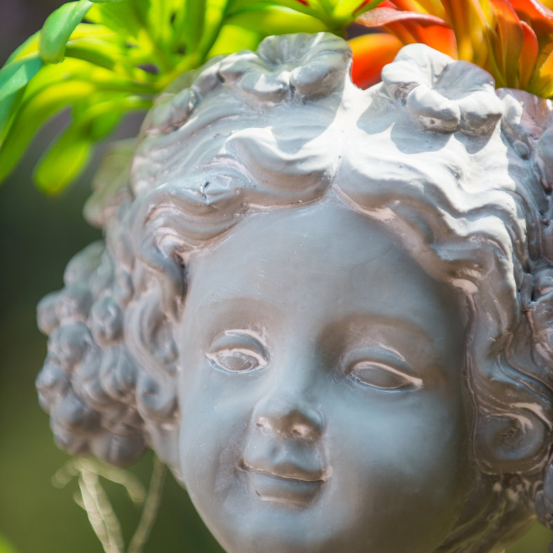 Cement Bust Wall Planter, Gray